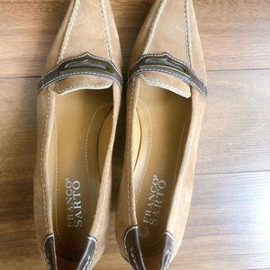 Franco Sarto Tan Suede Low Heels